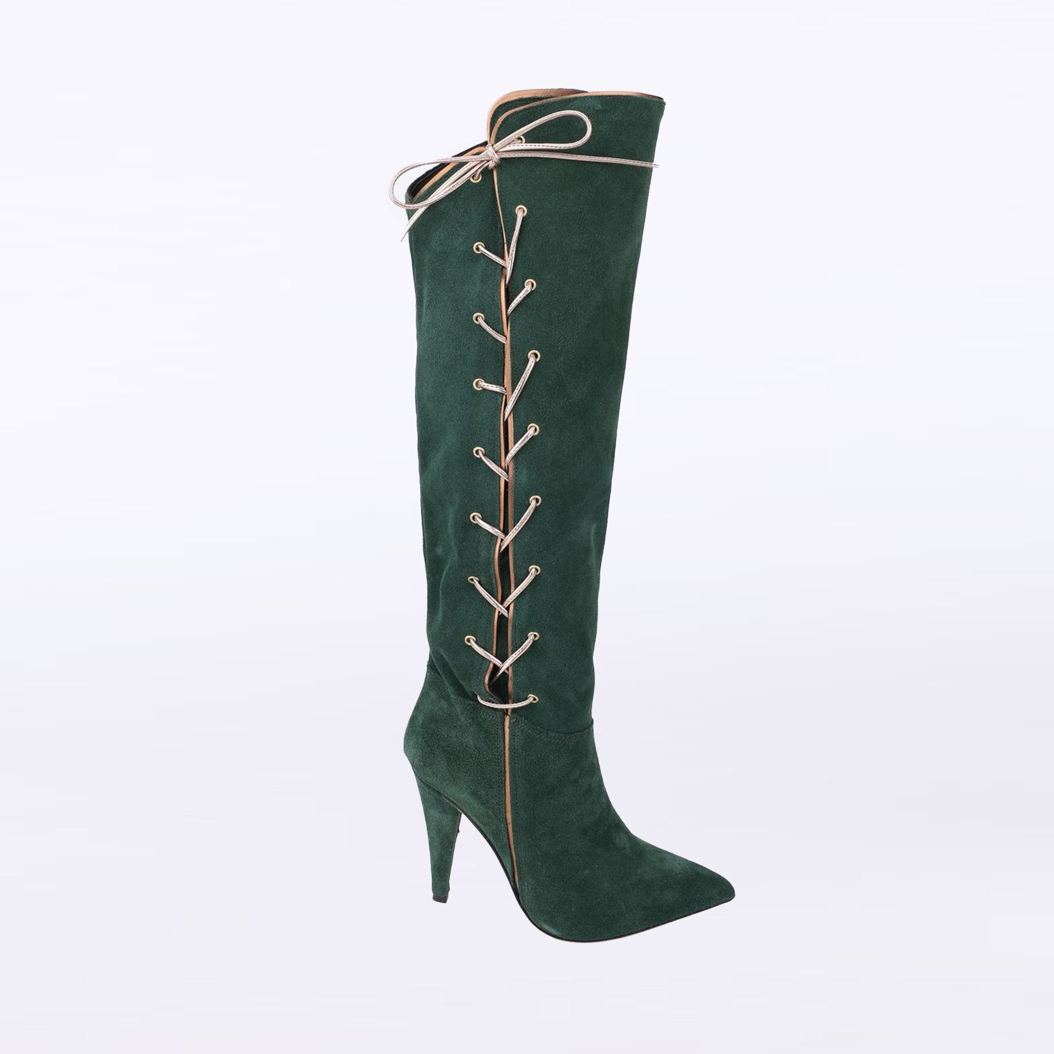 Festival Green Suede Gold Accent Boots - Forest Green - Carlos Santana Women Shoes