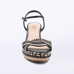 MOVE - Black / Natural Raffia Wedge Sandal