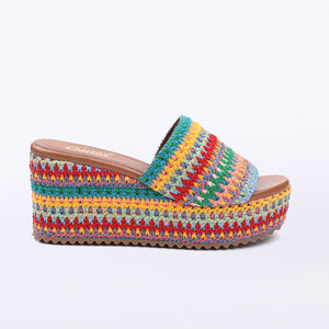 Crochet Mulit Color Chunky Wedge Sandal - Carlos by Carlos Santana